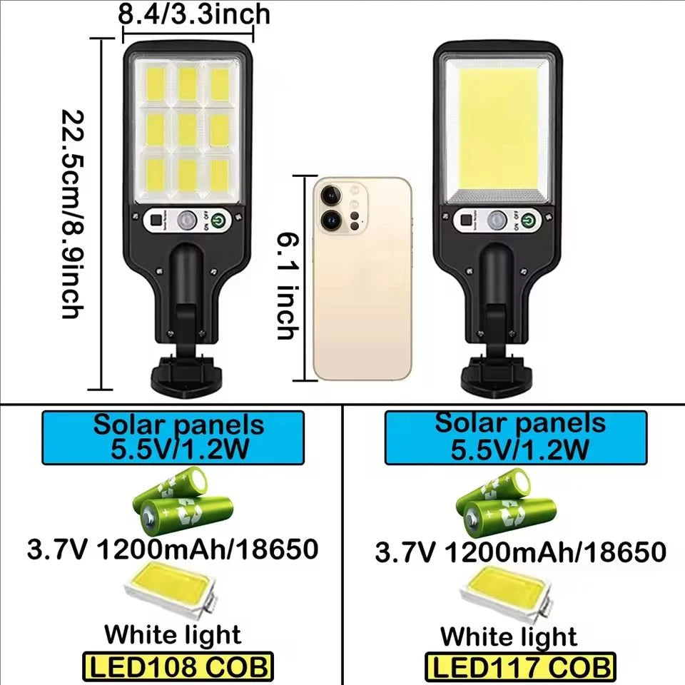 Outdoor Solar Wall Led Light with Human Body Motion Sensor 3 Modes Garden Terrace Garage Courtyard Waterproof Street Lighting