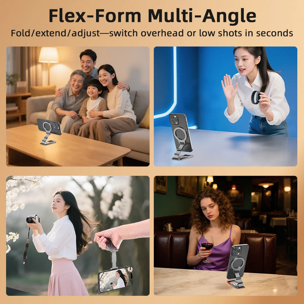 Flymile Magnetische Handyhalterung Karabiner Mount für iPhone 17 16 15 14 Zubehör Griff Stativadapter Kompatibel mit MagSafe