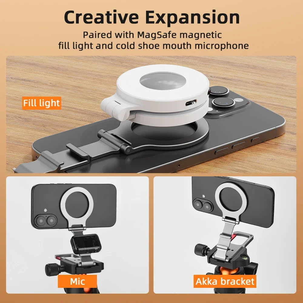 Flymile Magnetische Handyhalterung Karabiner Mount für iPhone 17 16 15 14 Zubehör Griff Stativadapter Kompatibel mit MagSafe